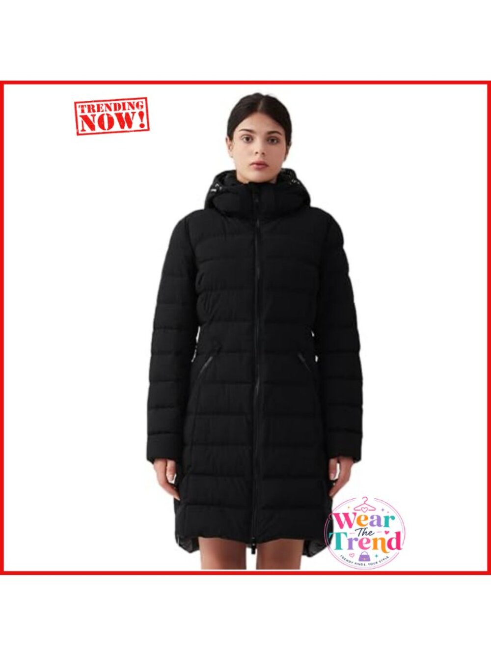 Women's Long Hooded Puffer Coat Down Parka Winter Slim Fit